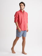 Camisa Regular Fit Linho Rosa Mr. Blue