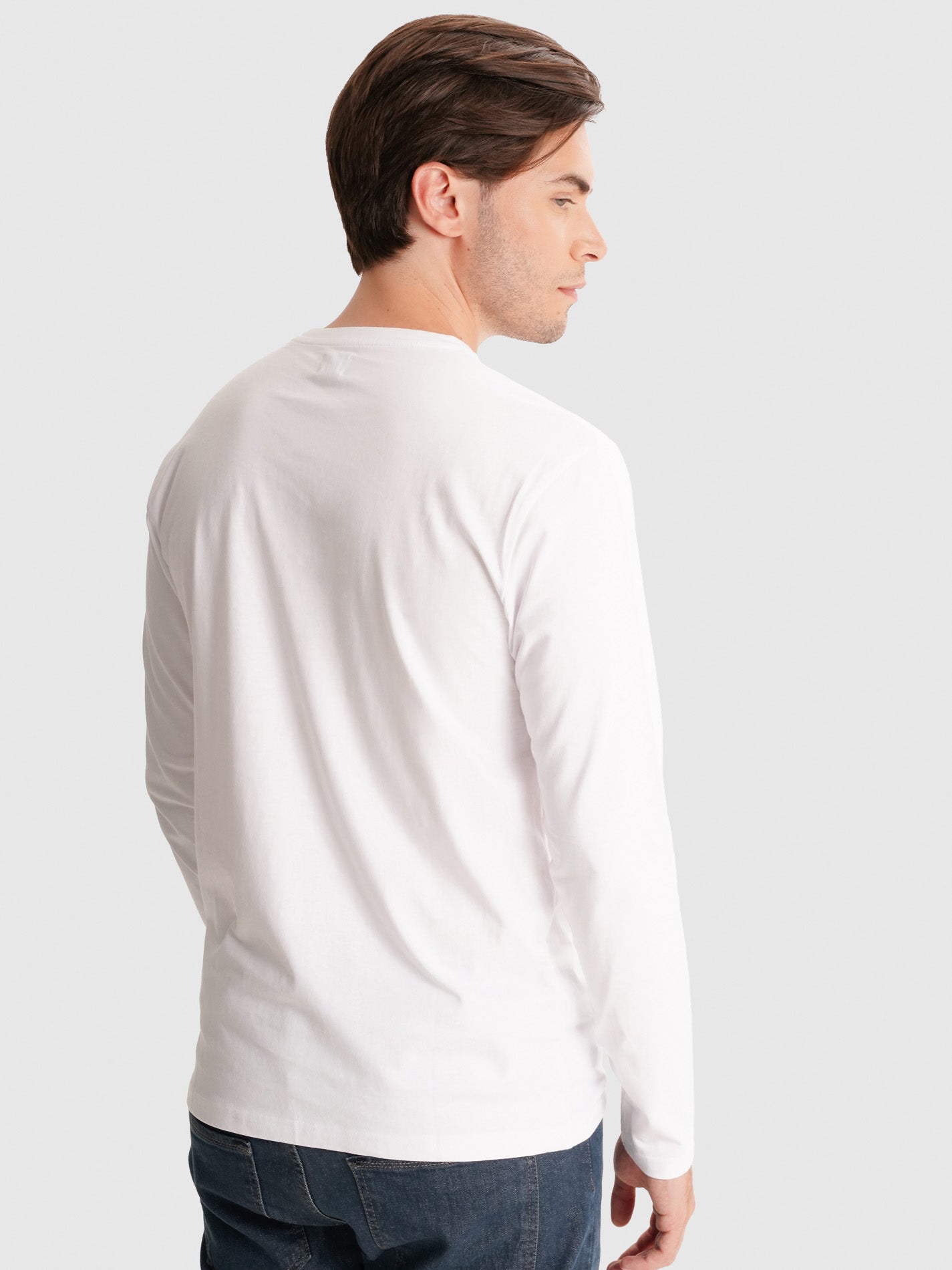 CAMISETA DE ALGODÓN BLANCA MANGA LARGA REGULAR FIT MR. AZUL