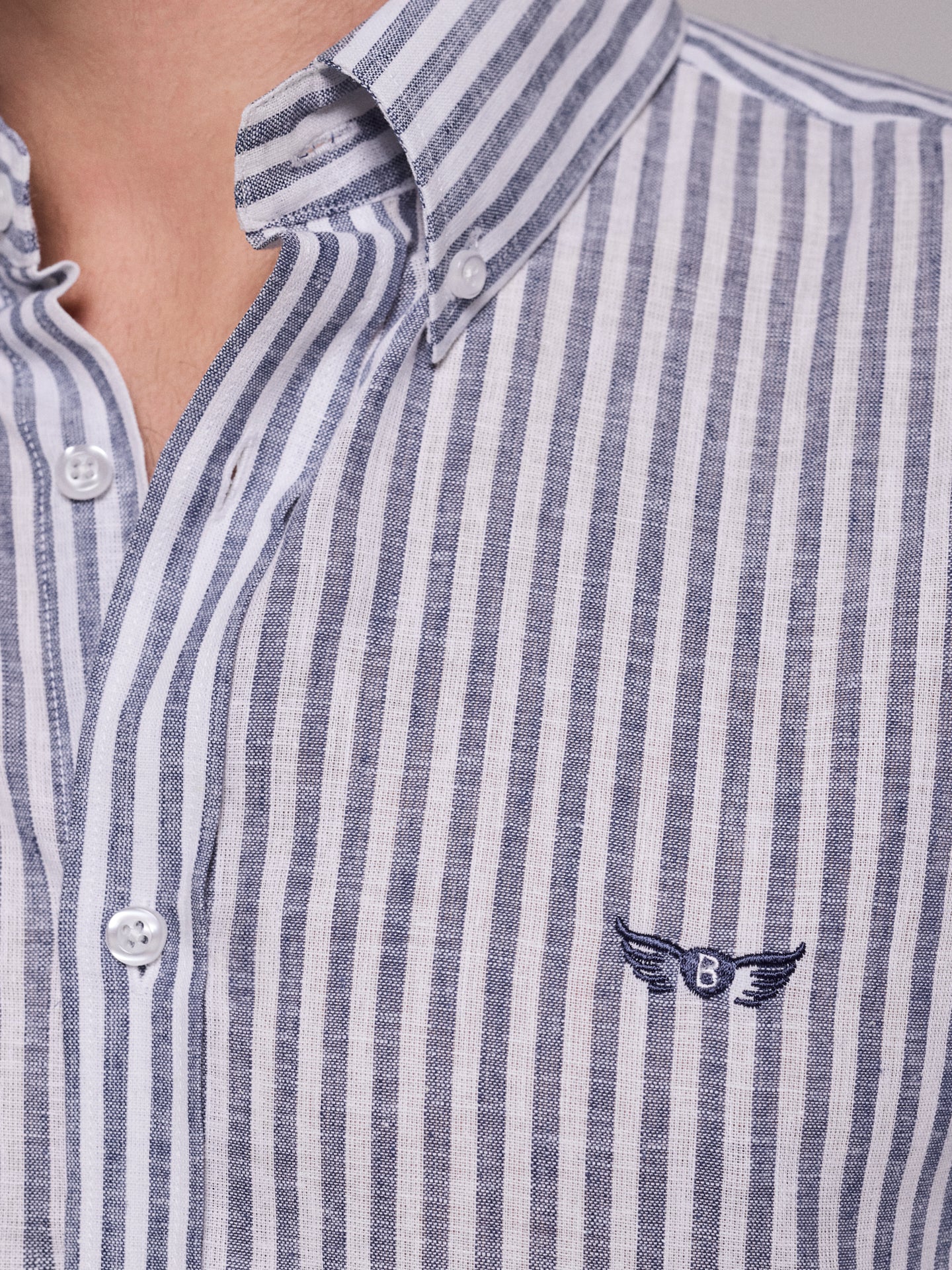 BLUE LINEN SHIRT LONG SLEEVE REGULAR FIT MR. BLUE