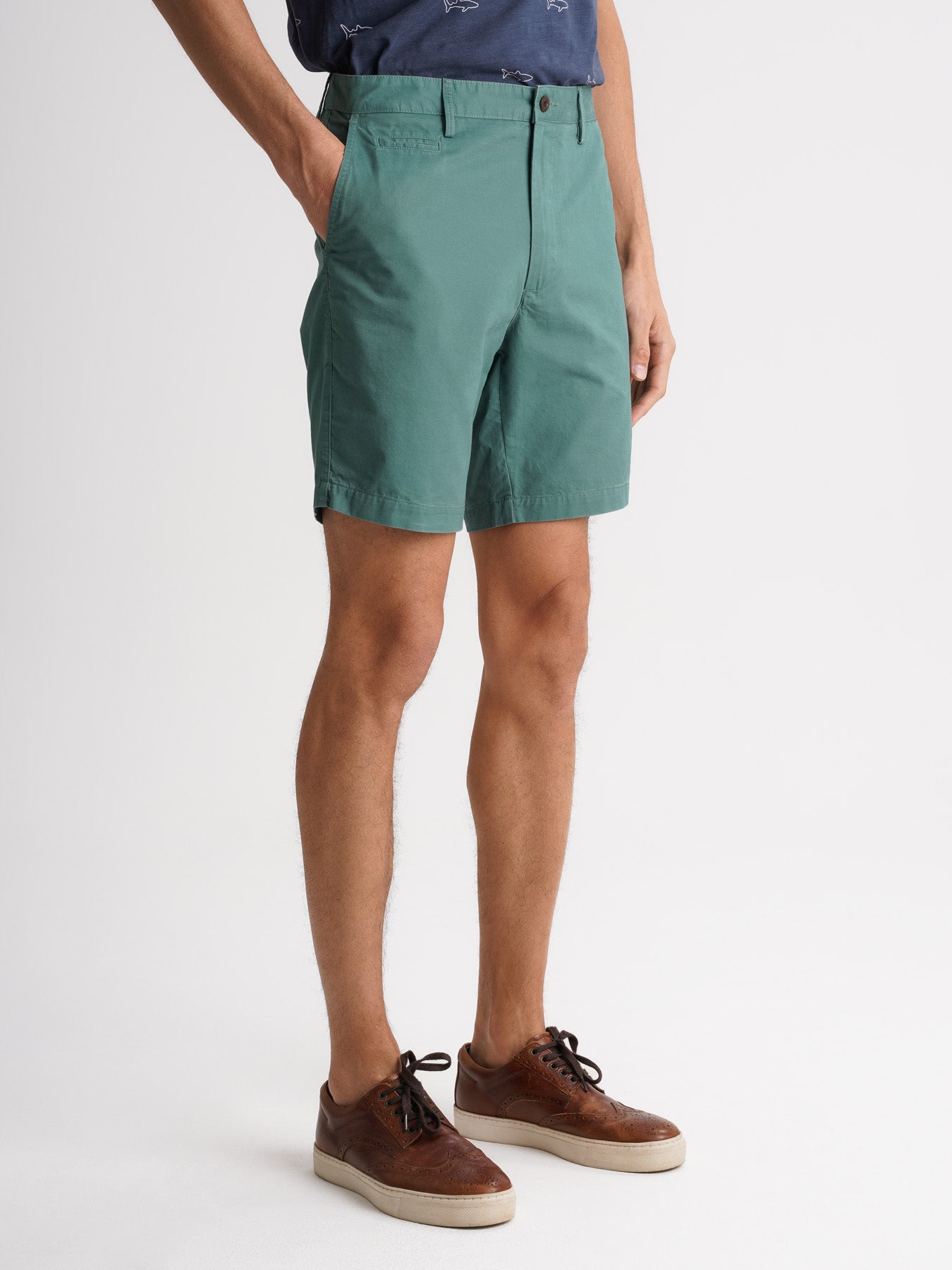 Mr. Blue Green Slim Fit Shorts