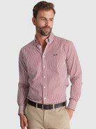 Camisa Algodão Vermelha Manga Comprida Regular Fit Mr. Blue