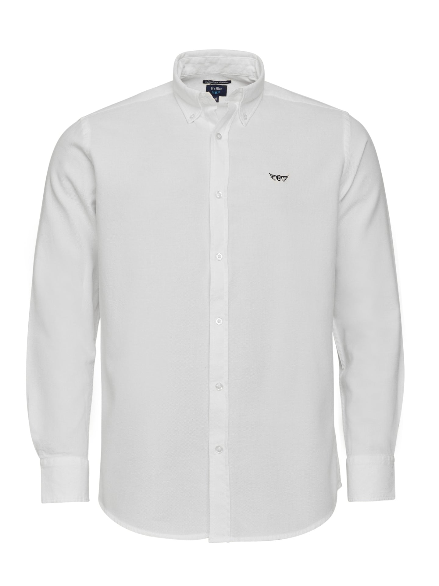 Camisa Algodão Branca Manga Comprida Regular Fit Mr. Blue