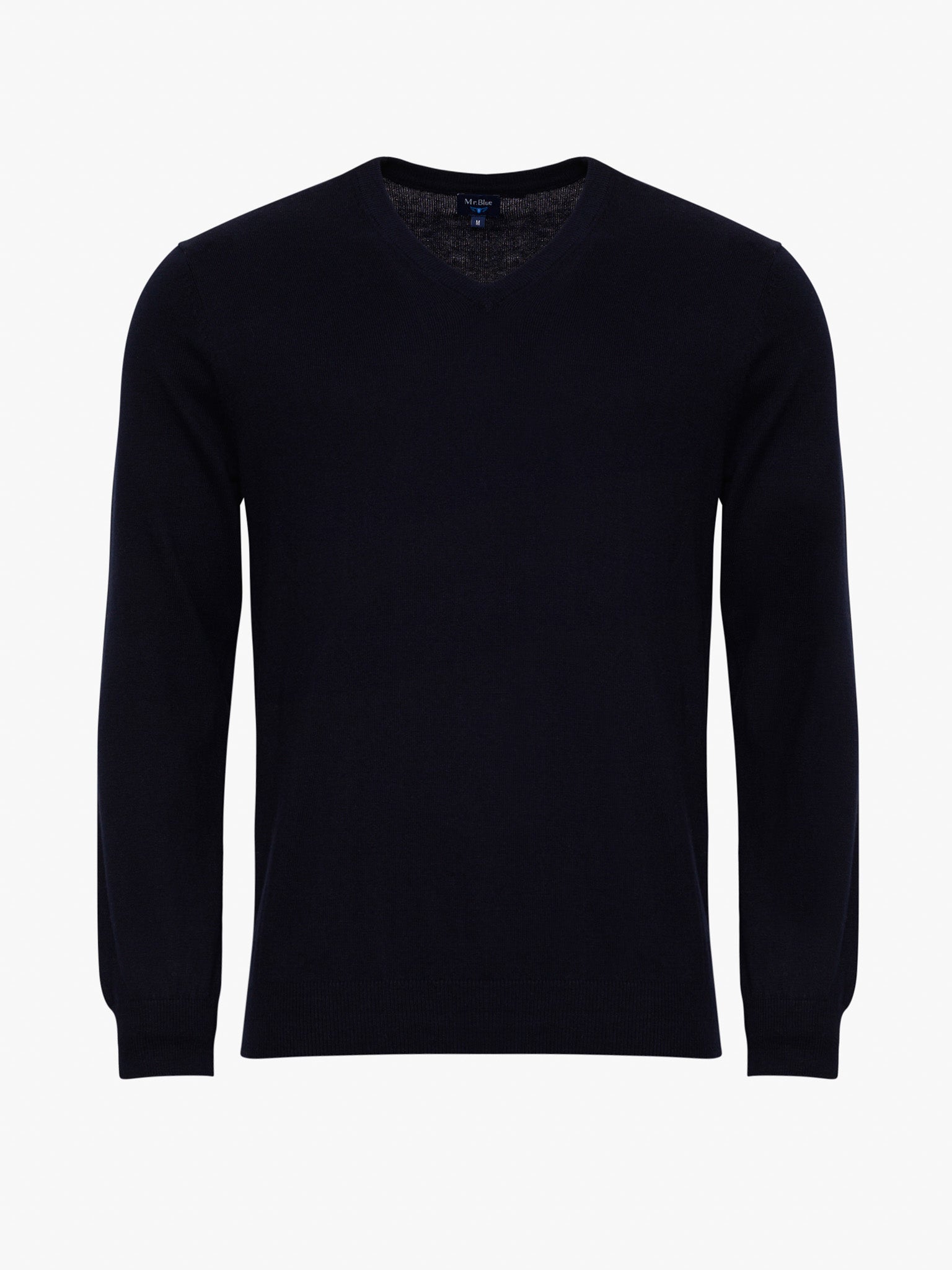 Pullover Caxemira Azul Com Cotoveleira Regular Fit Mr. Blue