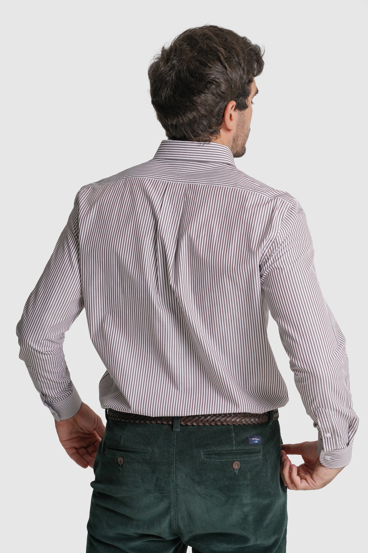 CAMISA ALGODÃO REGULAR FIT CASTANHA RISCAS MR. BLUE