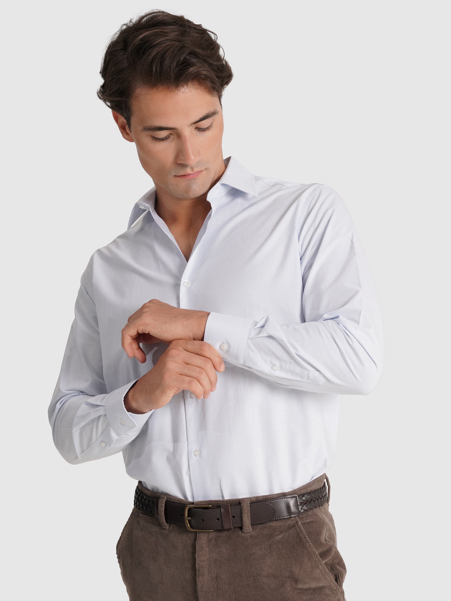 Camisa Algodão Azul Manga Comprida Classic Fit Mr. Blue