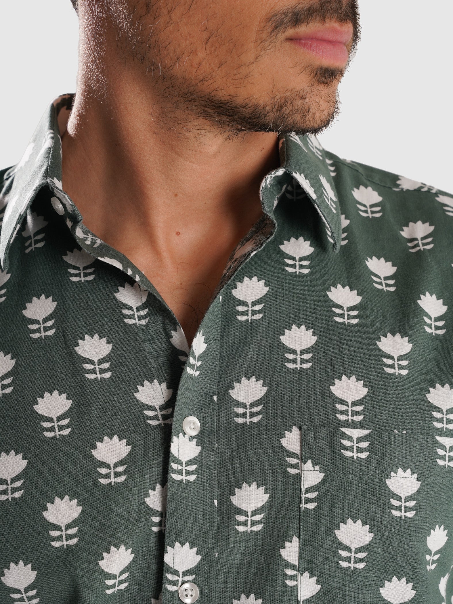 CAMISA VERDE MANGA CORTA REGULAR FIT MR. AZUL