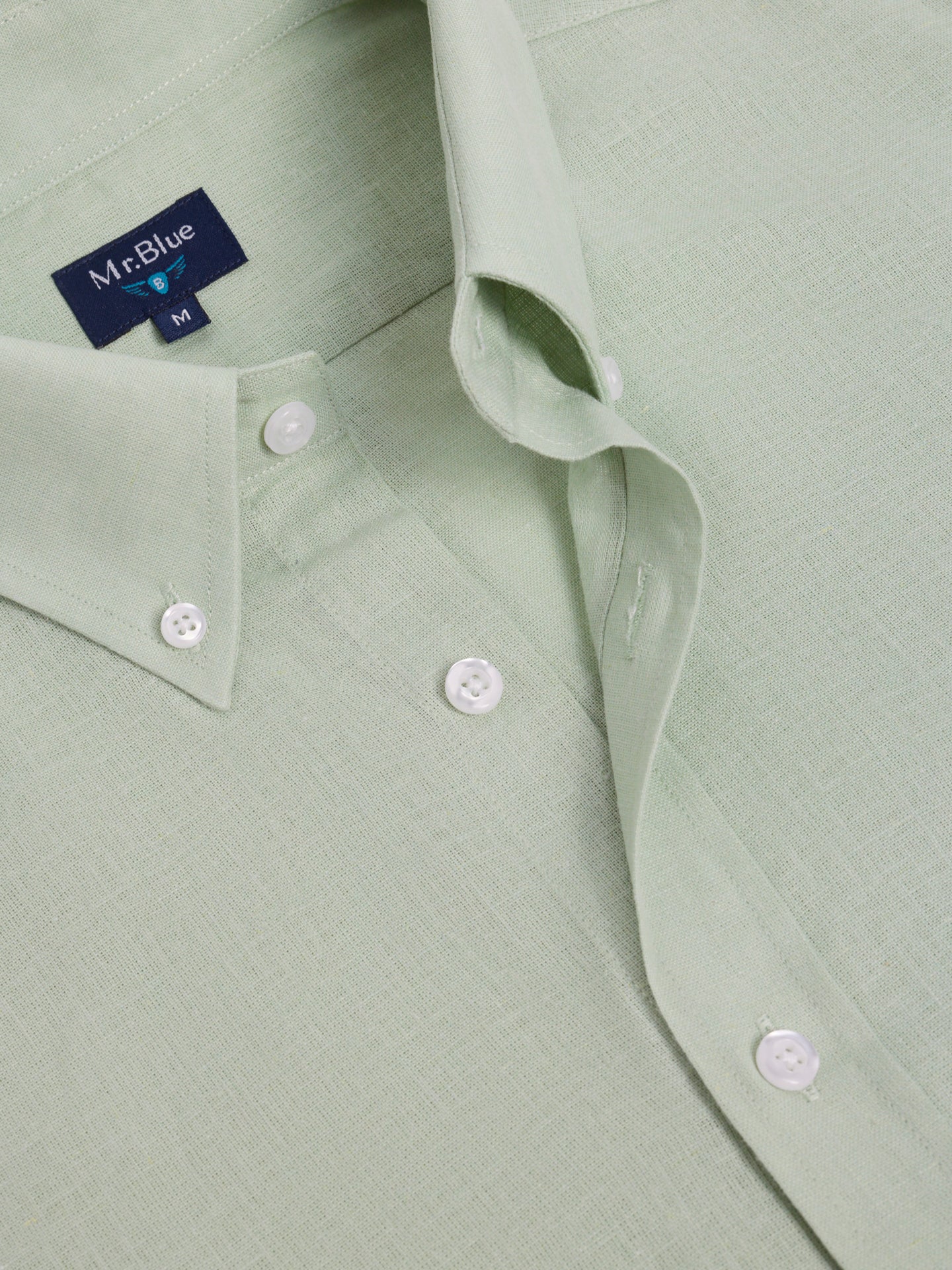 GREEN LINEN SHIRT LONG SLEEVE REGULAR FIT MR. BLUE