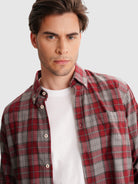 RED REGULAR FLANNEL FLANNEL SHIRT REGULAR FIT MR. BLUE