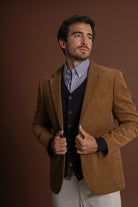 BLAZER ALGODÃO CAMEL LISO MR. BLUE