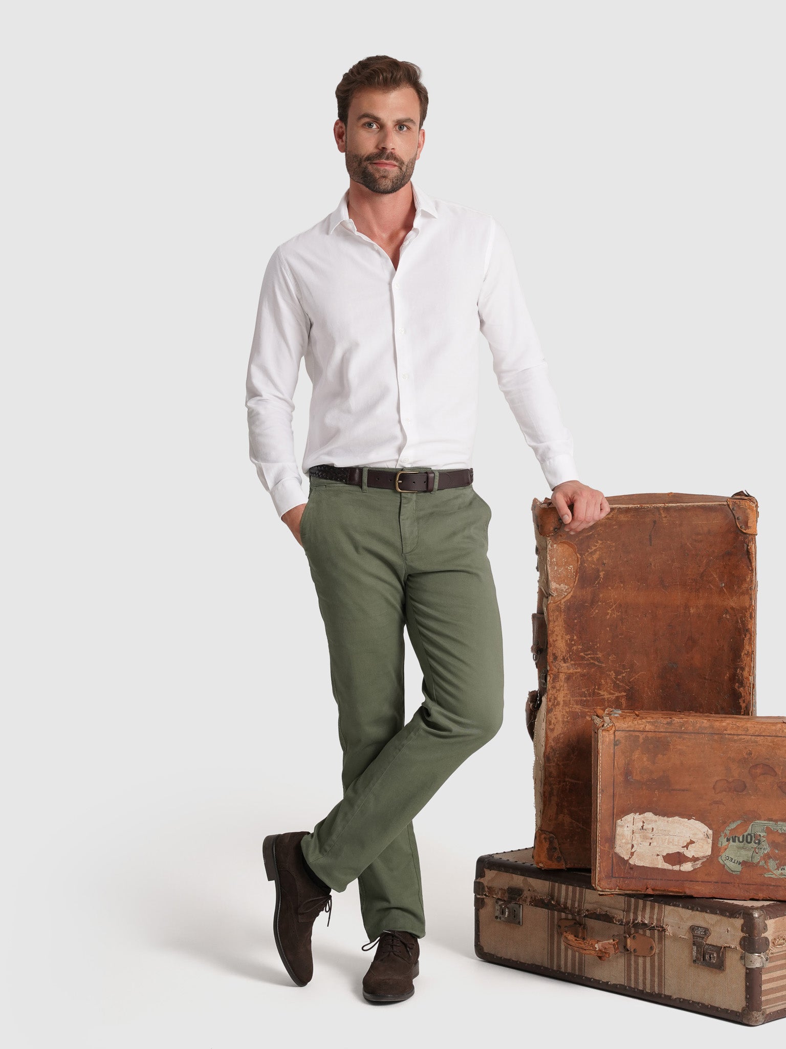 GREEN REGULAR FIT TROUSERS MARK BELLUCCI
