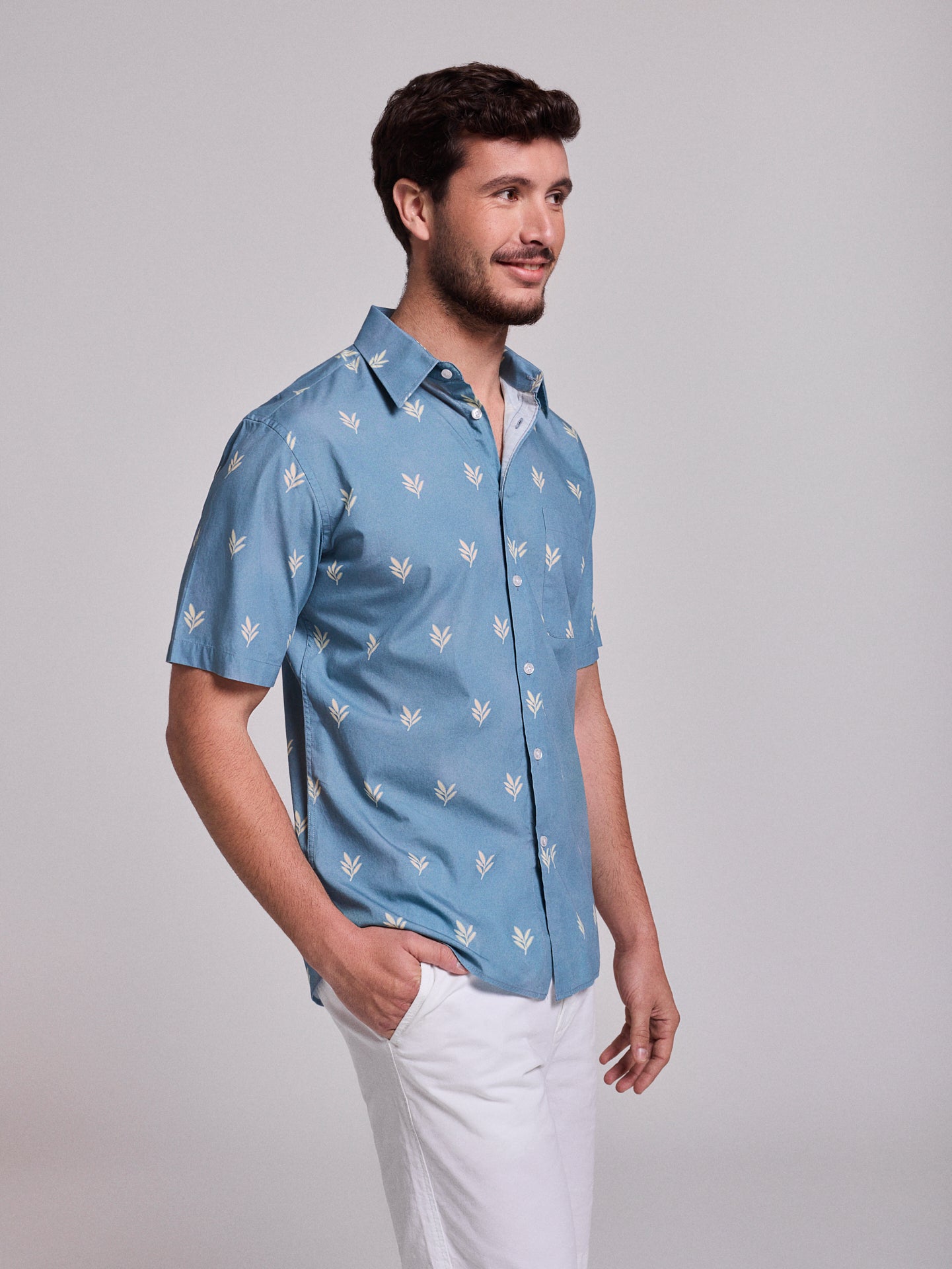 BLUE COTTON SHIRT SHORT SLEEVE REGULAR FIT MR. BLUE