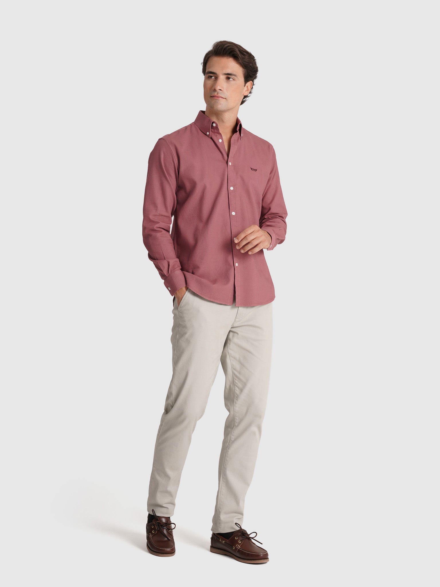 Camisa Algodão Vermelha Manga Comprida Regular Fit Mr. Blue