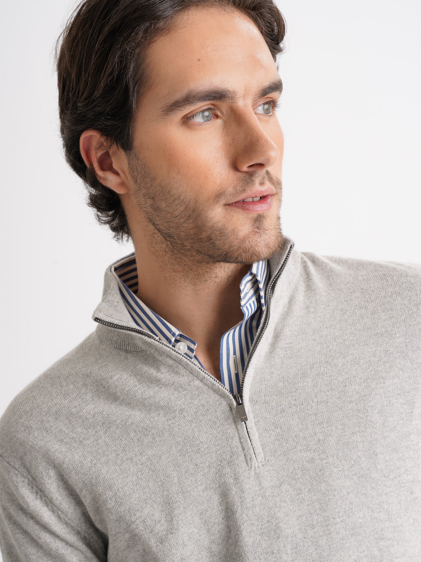 PULLOVER ALGODÃO CINZENTO MANGA COMPRIDA REGULAR FIT MR. BLUE
