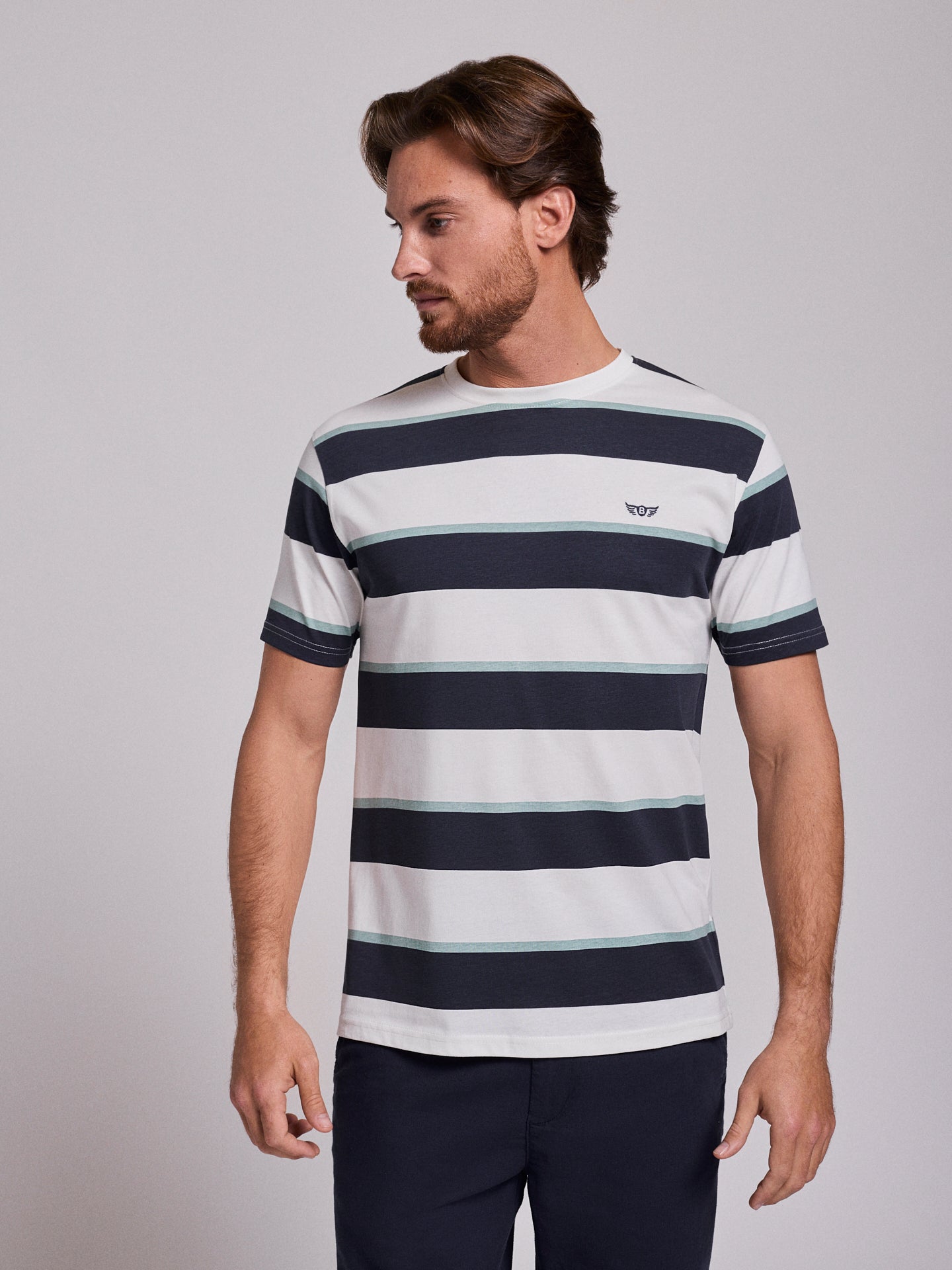 BLUE COTTON T-SHIRT SHORT SLEEVE REGULAR FIT MR. BLUE