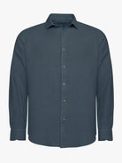 BLUE LINEN SHIRT LONG SLEEVE TAILORED FIT MARK BELLUCCI