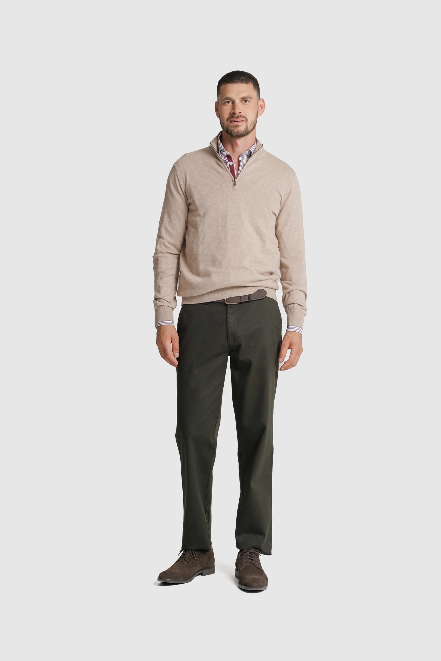 PULLOVER CAXEMIRA REGULAR FIT BEGE LISO MR. BLUE