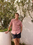 Mr. Blue Pink Linen Regular Fit Shirt