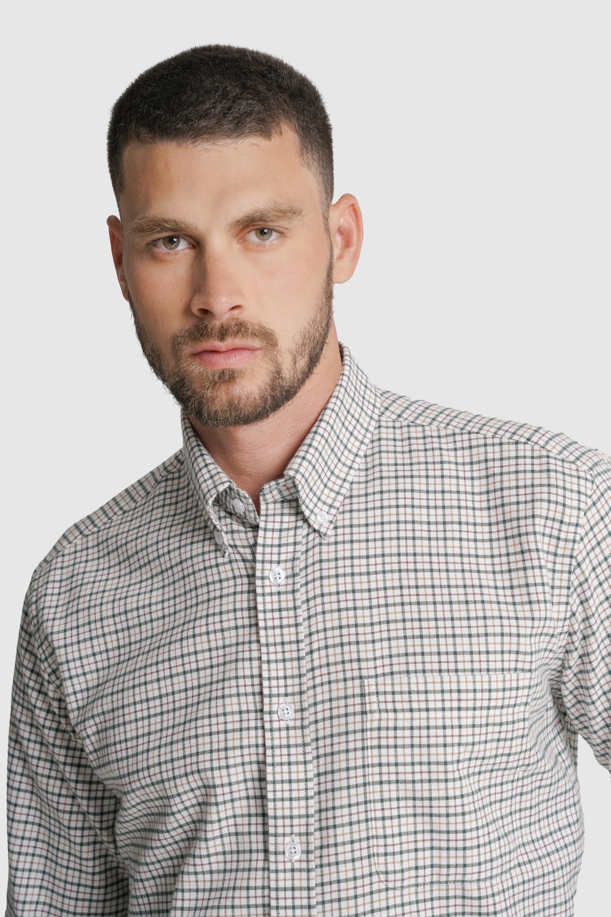 CAMISA ALGODÃO REGULAR FIT VERDE QUADRADA MR. BLUE