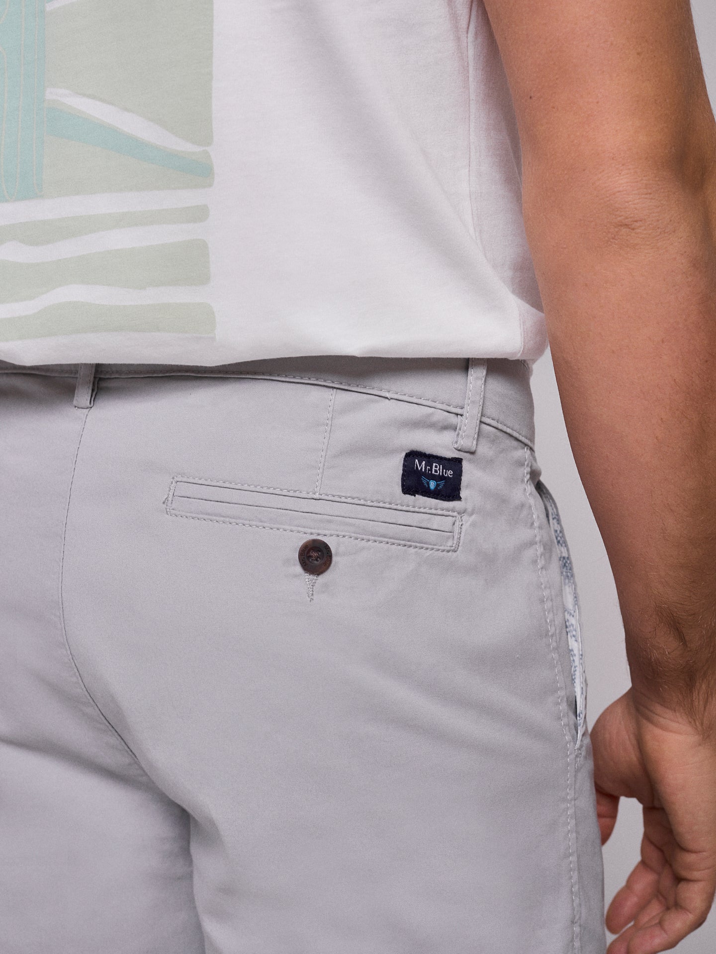 Bermuda Algodão Cinzentos Regular Fit Mr. Blue