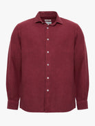 BORDEAUX LINEN SHIRT LONG SLEEVE TAILORED FIT MARK BELLUCCI
