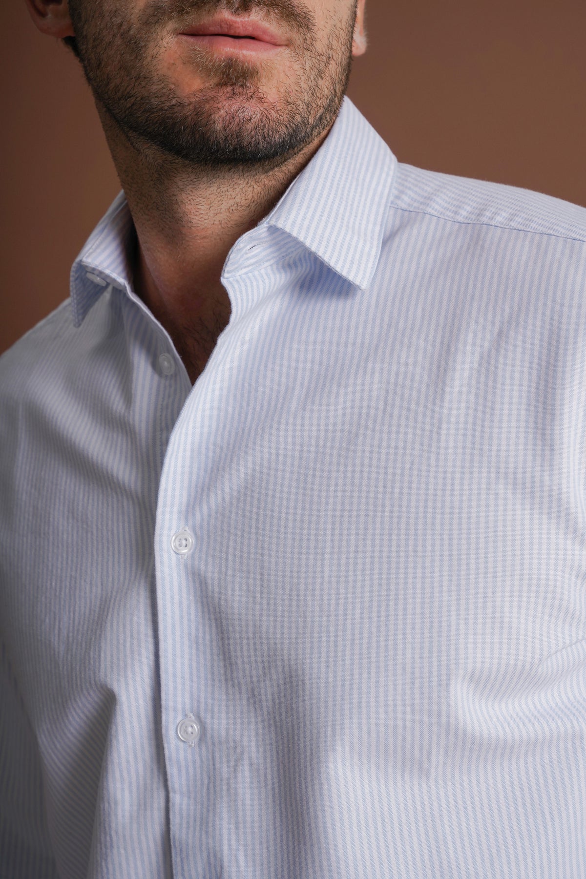CAMISA ALGODÃO REGULAR FIT AZUL RISCAS MARK BELLUCCI