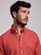 RED LINEN SHIRT LONG SLEEVE REGULAR FIT MR. BLUE