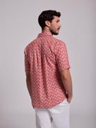 RED LINEN SHIRT SHORT SLEEVE REGULAR FIT MR. BLUE