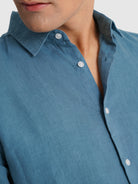 TAILORED FIT LONG SLEEVE BLUE SHIRT MARK BELLUCCI