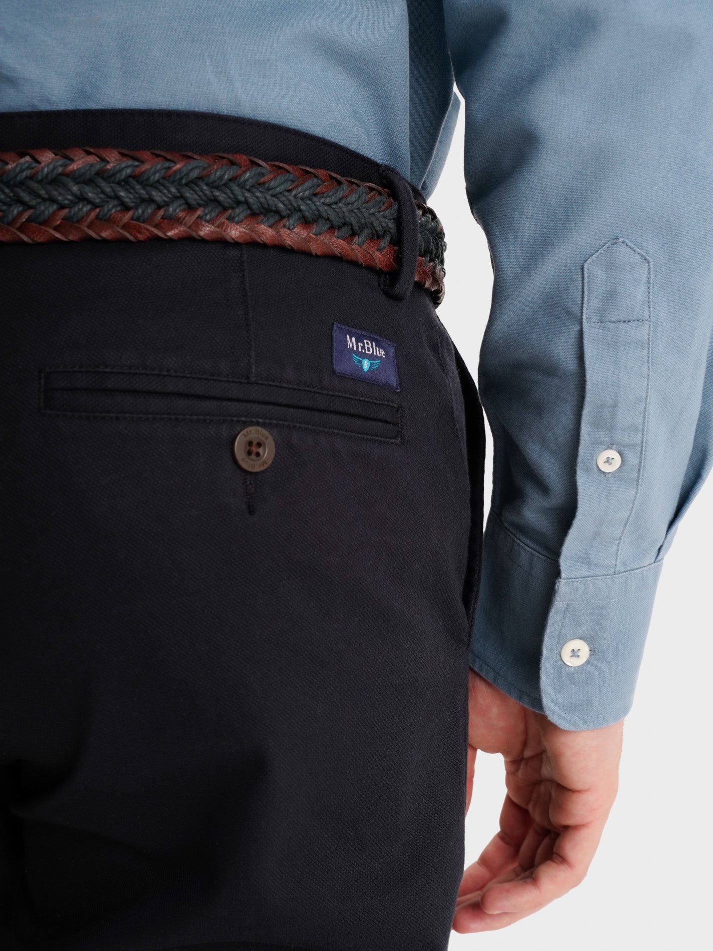 BLUE STRUCTURED TROUSERS SLIM FIT MR. BLUE