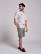 RED LINEN SHIRT SHORT SLEEVE REGULAR FIT MR. BLUE