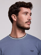 BLUE COTTON T-SHIRT SHORT SLEEVE REGULAR FIT MR. BLUE