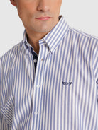 BLUE LONG SLEEVE REGULAR FIT MR SHIRT. BLUE