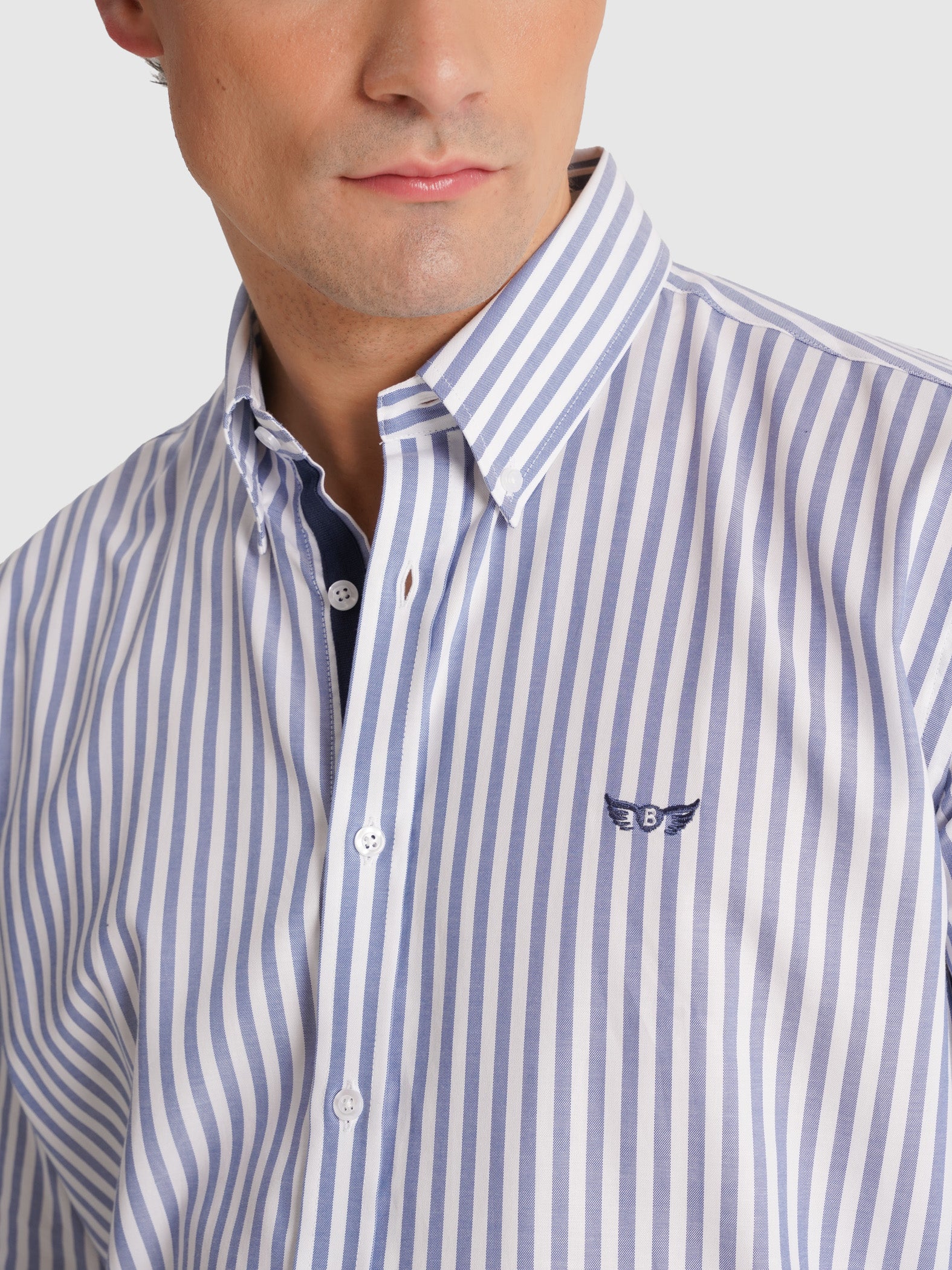BLUE LONG SLEEVE REGULAR FIT MR SHIRT. BLUE