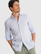 TAILORED FIT LONG SLEEVE BLUE SHIRT MARK BELLUCCI