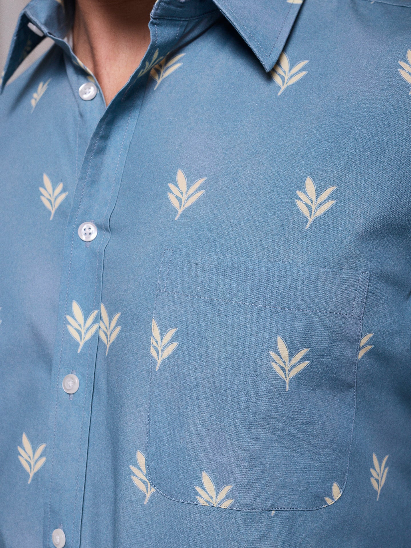 BLUE COTTON SHIRT SHORT SLEEVE REGULAR FIT MR. BLUE