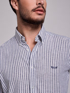 BLUE LINEN SHIRT LONG SLEEVE REGULAR FIT MR. BLUE