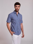 CAMISA ALGODÃO AZUL MANGA CURTA REGULAR FIT MR. BLUE