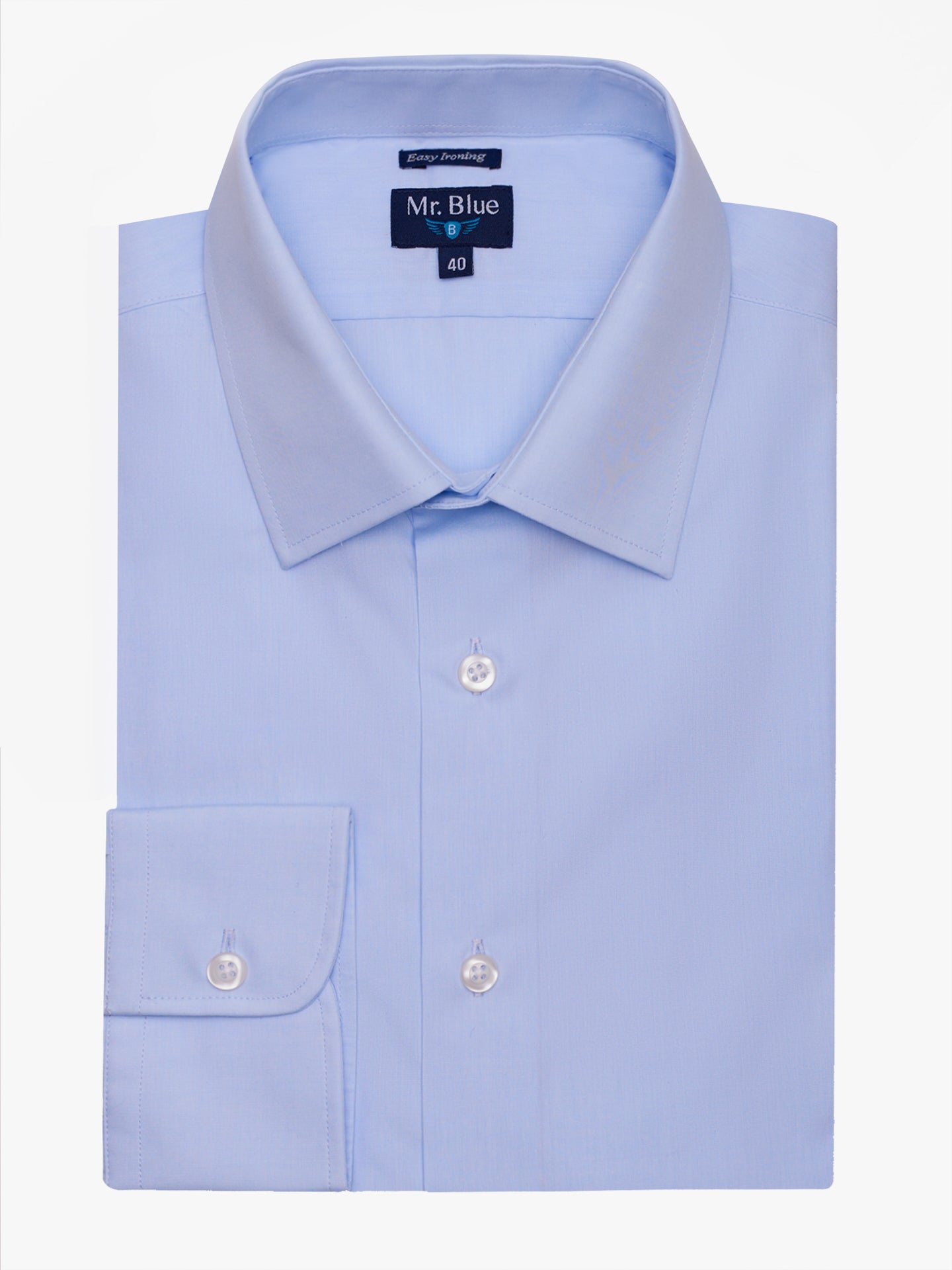 Camisa Algodão Azul Manga Comprida Classic Fit Mr. Blue