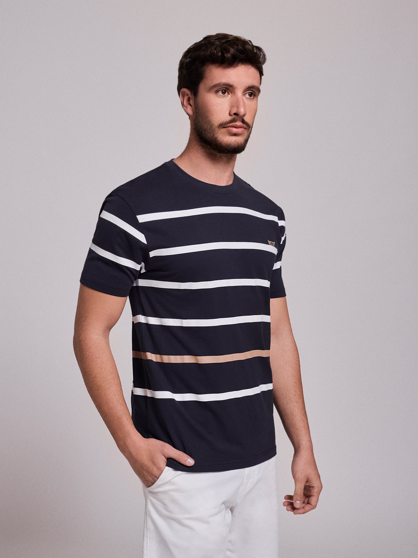 BLUE COTTON T-SHIRT SHORT SLEEVE REGULAR FIT MR. BLUE