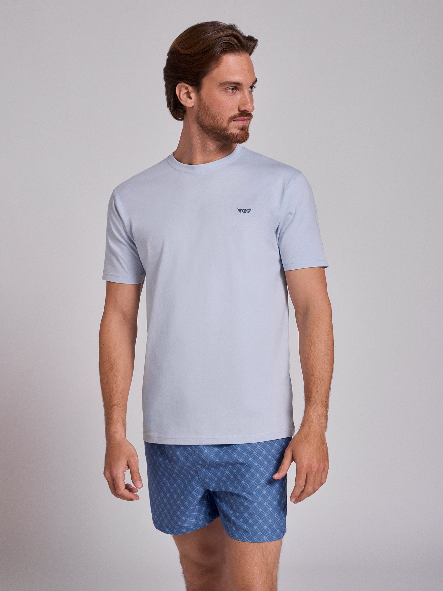 T-shirt Algodão Azul Manga Curta Regular Fit Mr. Blue