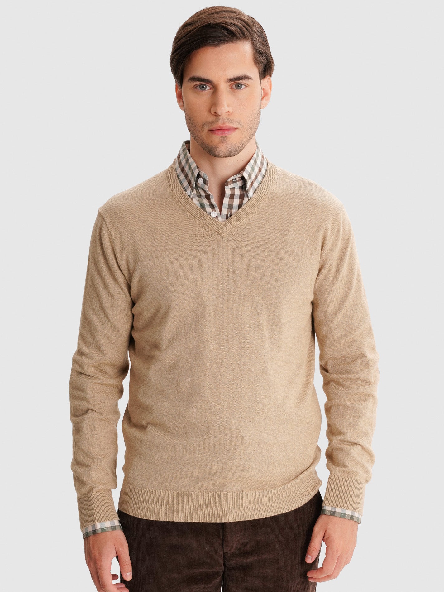 JERSEY FINO BEIGE CON CODERAS MR REGULAR FIT. AZUL