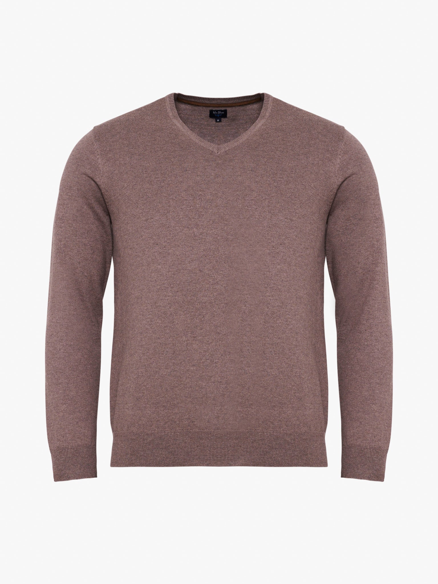 JERSEY DE CASHMERE MARRÓN CON CODERAS MR REGULAR FIT. AZUL