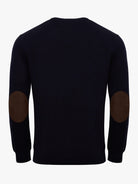 BLUE WOOL PULLOVER WITH REGULAR FIT MR ELBOW PADS. BLUE