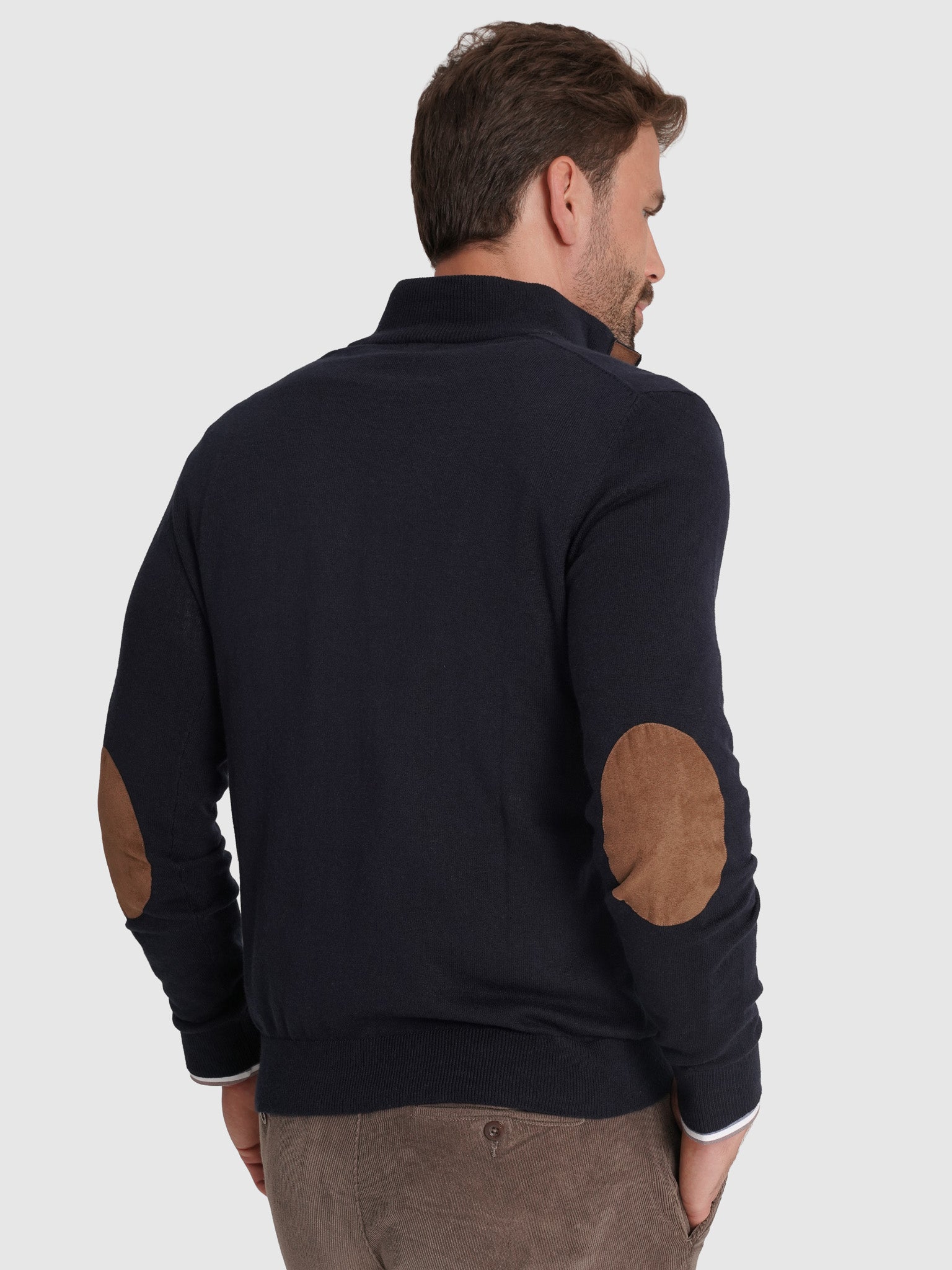 WOOL PULLOVER WITH REGULAR FIT MR ELBOW PADS. BLUE