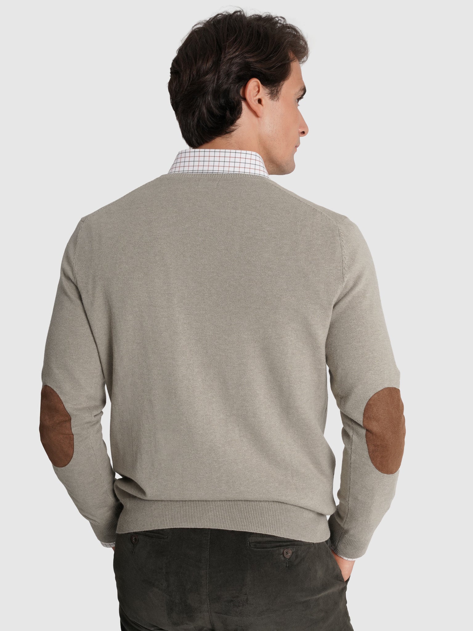 GREEN WOOL PULLOVER WITH REGULAR FIT MR ELBOW PADS. BLUE
