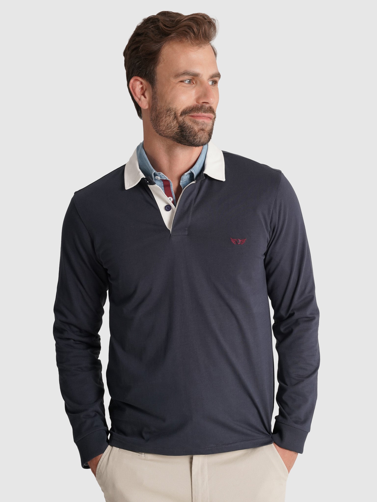 RUGBY BLUE COTTON LONG SLEEVE REGULAR FIT MR. BLUE