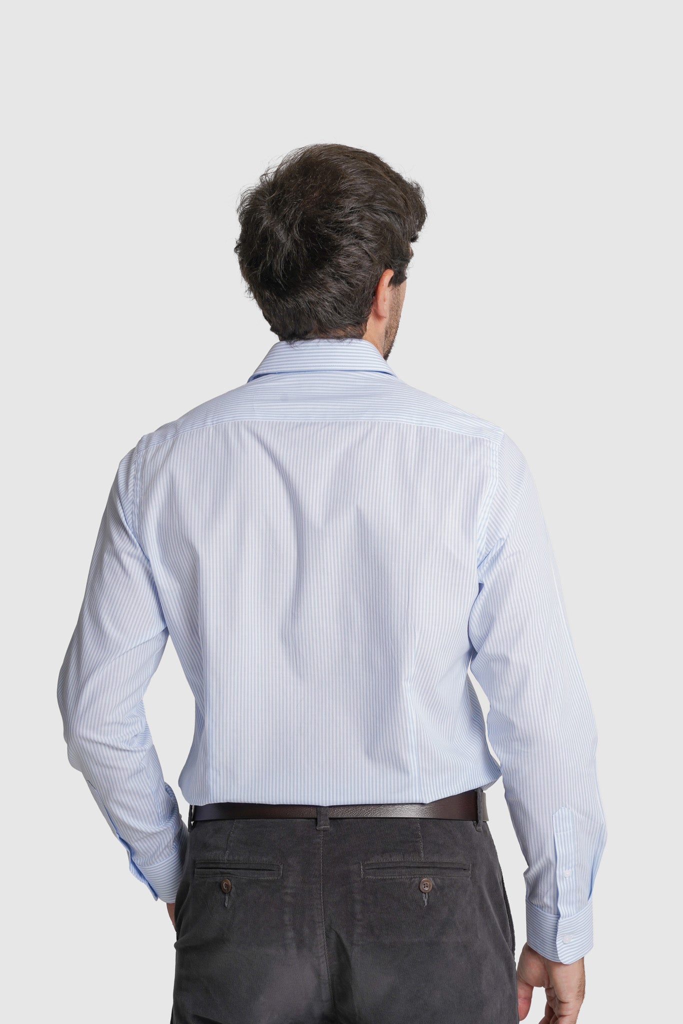 CAMISA ALGODÃO SLIM FIT AZUL ÀS RISCAS MR. BLUE