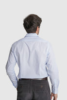 CAMISA ALGODÃO SLIM FIT AZUL ÀS RISCAS MR. BLUE