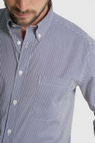 CAMISA ALGODÃO REGULAR FIT AZUL ÀS RISCAS MR. BLUE