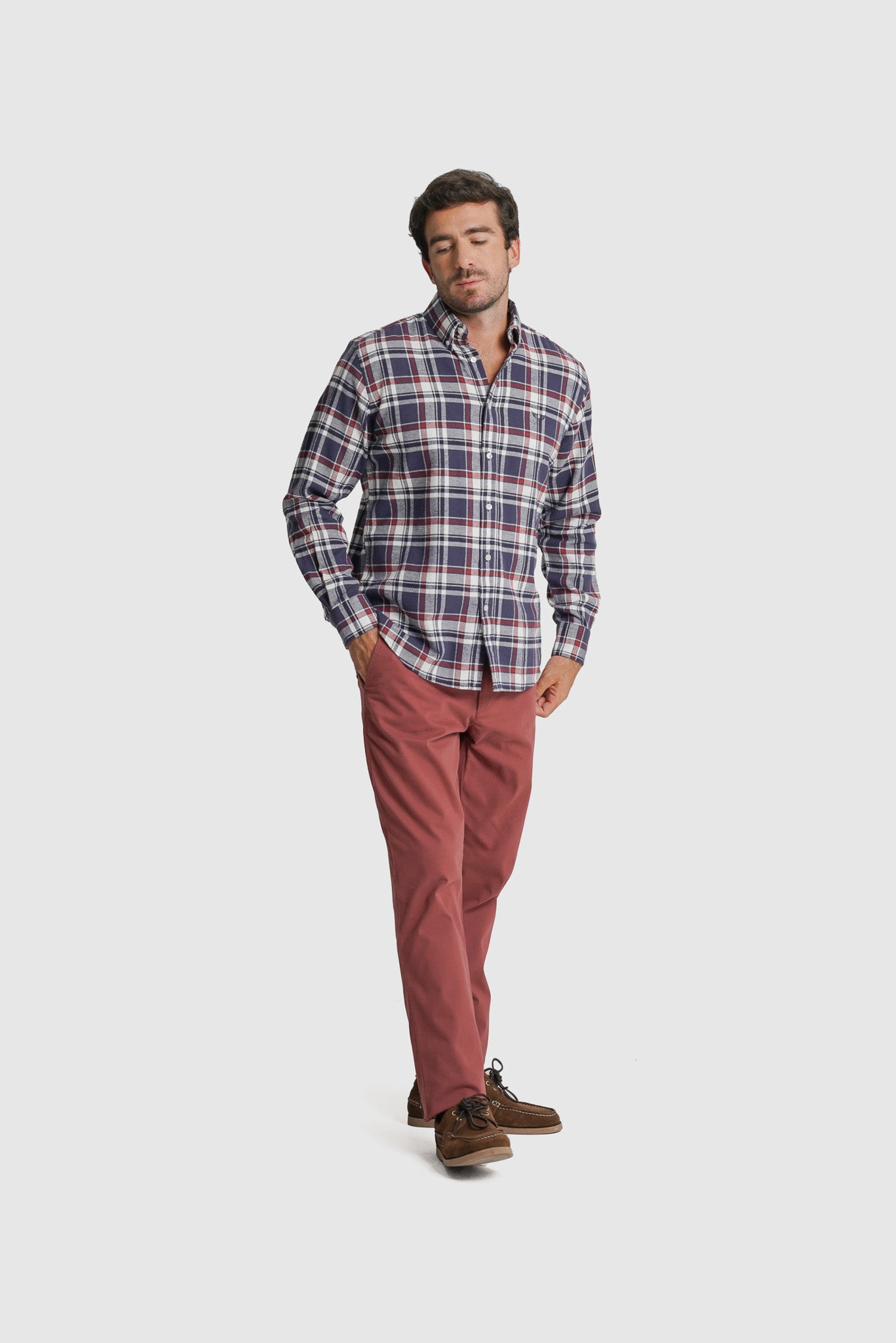 CAMISA FLANELA REGULAR FIT VERMELHA AO QUADRADO MR. BLUE